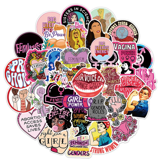 Feminist Cartoon Stickers for Laptop, Luggage, Skateboard - 10/30/50PCS