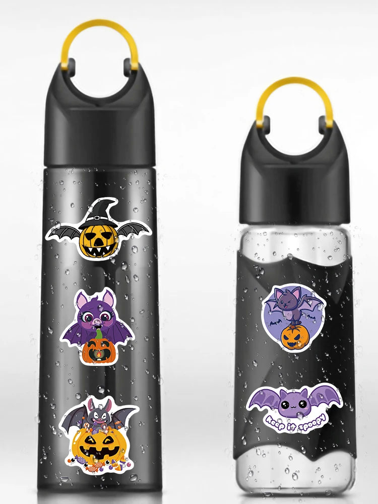 50/100pcs Cute Cartoon Halloween Bats Stickers Kids Toy Waterproof Graffiti For Laptop Guitar Water Bottle Bicycle Car Decals