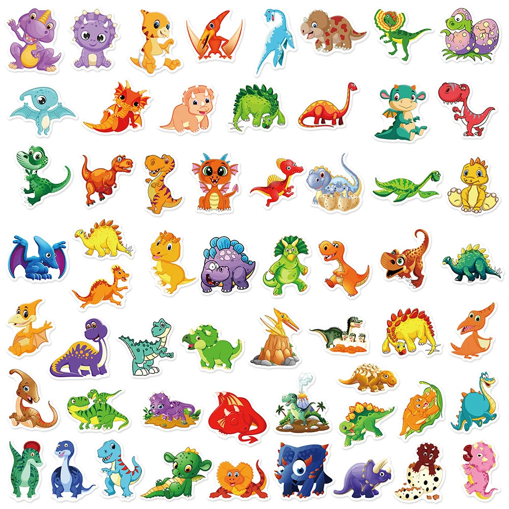 10/30/50/100pcs Cute Cartoon Dinosaur Sticker Packs For Kids