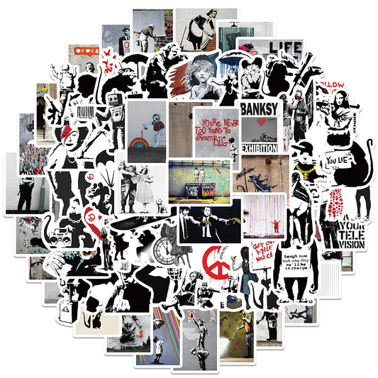 Banksy Graffiti Art Stickers - Girl With Red Balloon Decals for Skateboard, Phone, Laptop, Bicycle (10/30/67pcs)