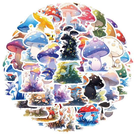 Mushroom Cartoon Stickers Set - Aesthetic Decals for Phone, Notebook, Suitcase, DIY Gift