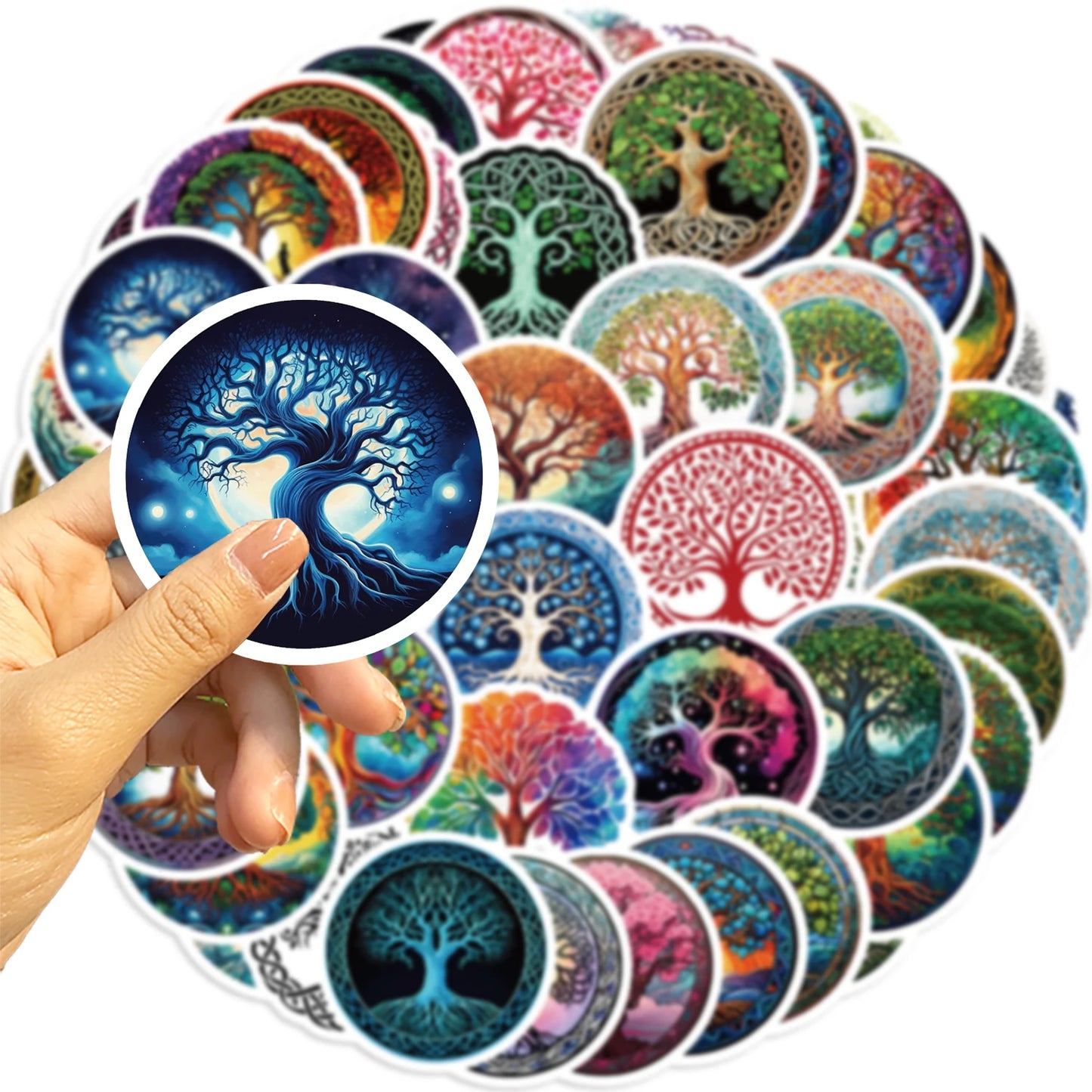 50pcs Tree Of Life Cartoon Stickers Aesthetic Plant Stickers Christmas Gift Kids Toys Phone Decals Laptop Stickers