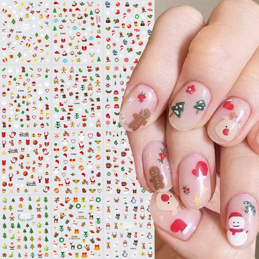 Christmas Penguin Nail Art Stickers 3D Santa Deer Decals