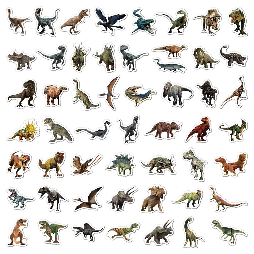 10/30/50PCS Jurassic Dinosaur Movie Stickers Funny Animal Sticker Kids Boys Toy DIY Skateboard Phone Laptop Notebook Bike Decals