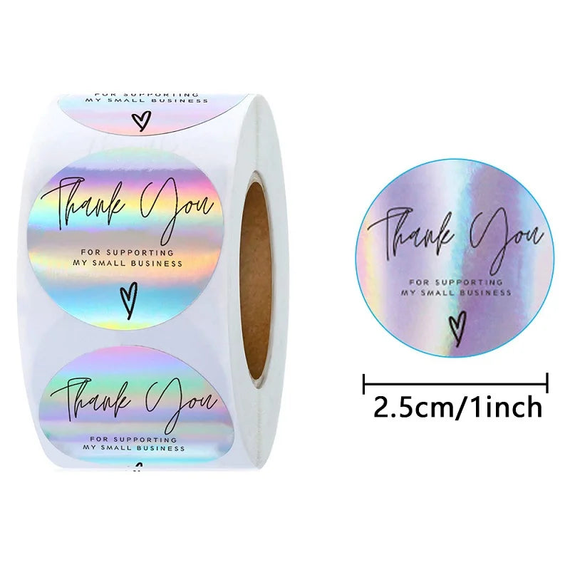 100-500PCS New Thank You Stickers for Business Packaging Stickers Rolling Sticker Roll Merci Small Home Made Lables TZ007-A