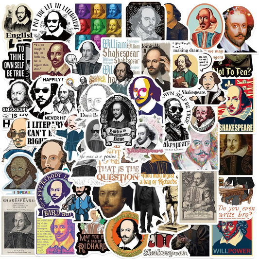 Vintage Shakespeare Cartoon Stickers for Phone Laptop Luggage Skateboard - 10/30/50PCS