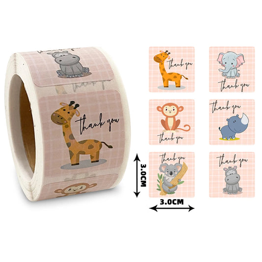 Cartoon Animal Thank You Stickers for Gifts & Business