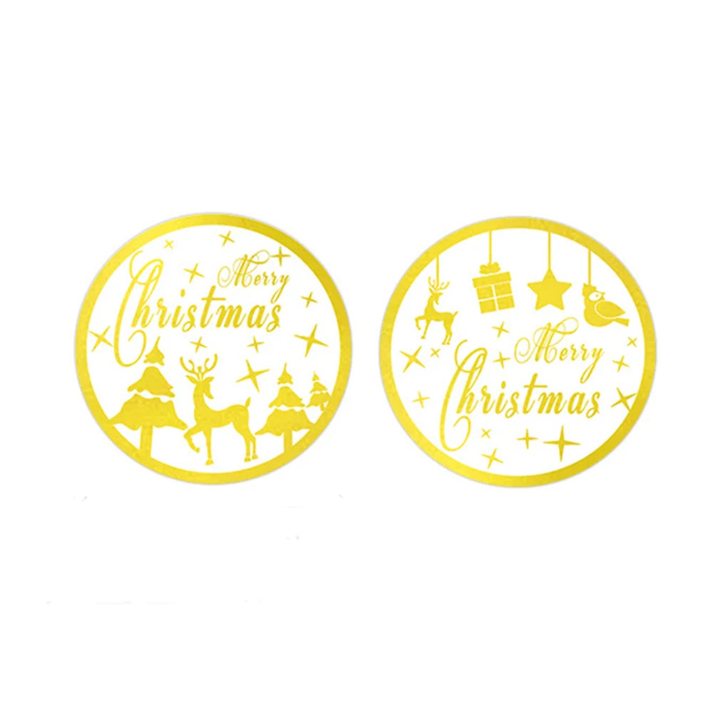 100-500pcs Round Merry Christmas Stickers Gold Foil Christmas Envelope Seals Holiday Stickers for Gift Boxes