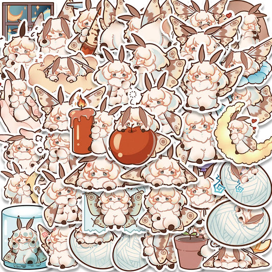 40PCS Kawaii Moth Fluffy Animal Stickers for Phone, Laptop, Planner, Scrapbook