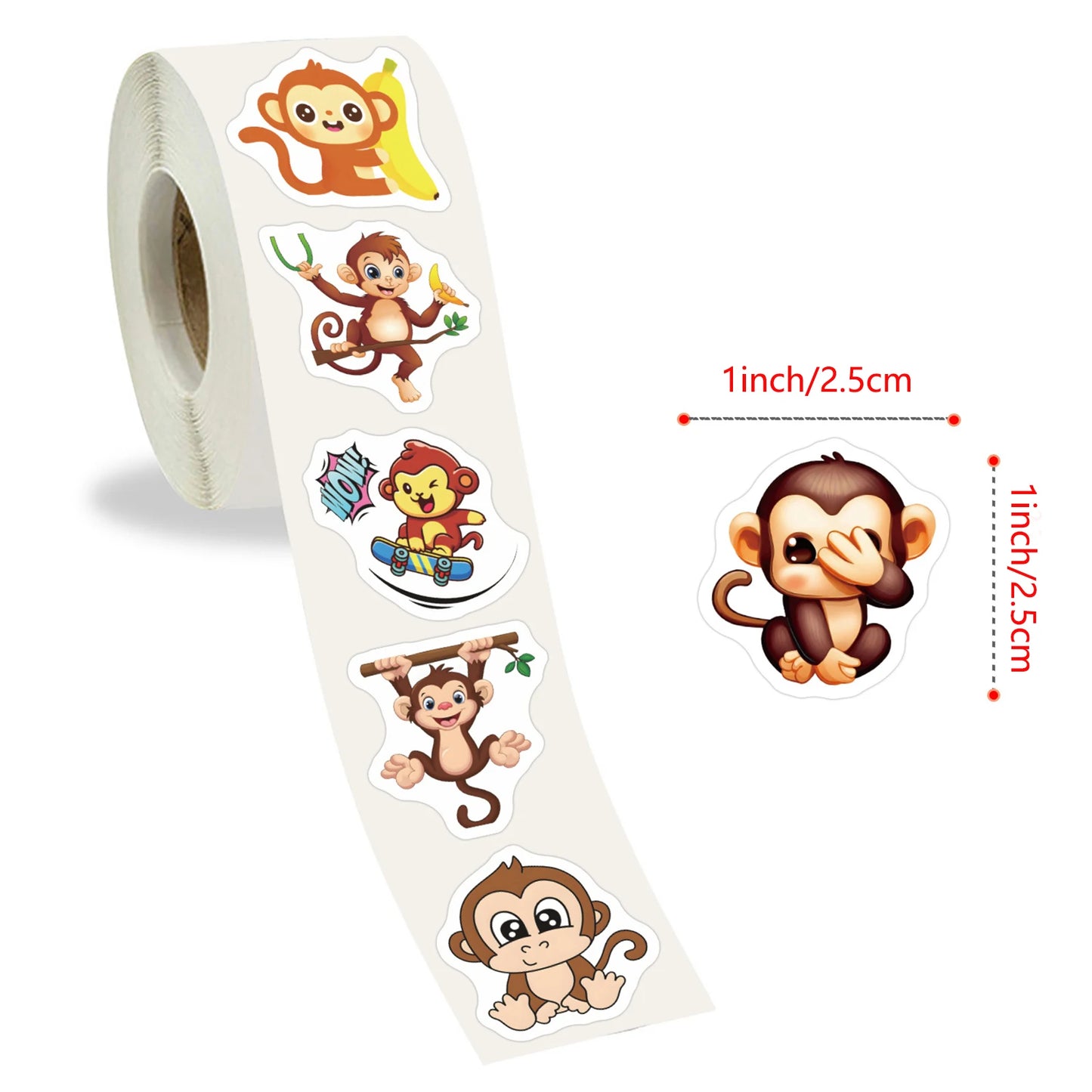 100-500pcs Animal Stickers for Kids Scrapbooking Reward Wild Animal Monkey Birthday Party Gift Sealing Sticker Children Toy