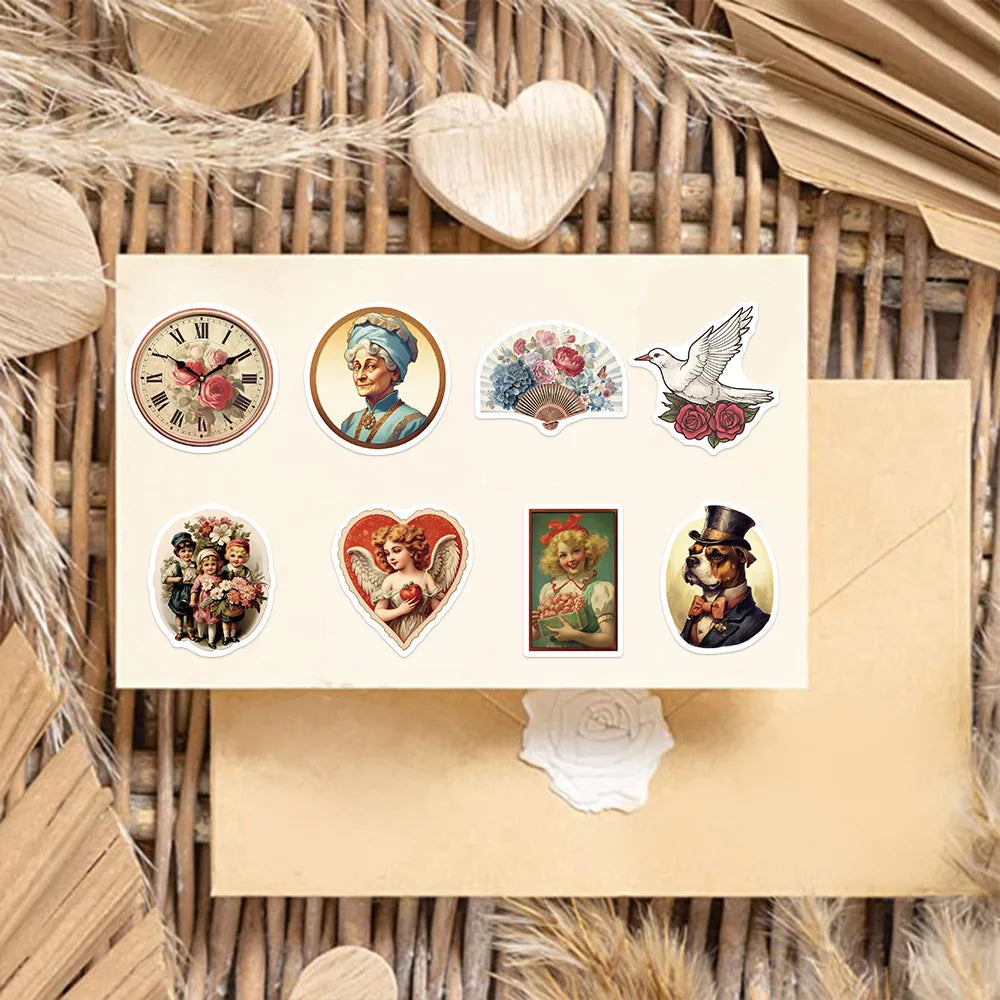 10/30/50PCS Vintage Old Times Cartoon Stickers Victorian Cute Angel Decals Suitcase Scrapbook Phone Laptop DIY Waterproof Toys