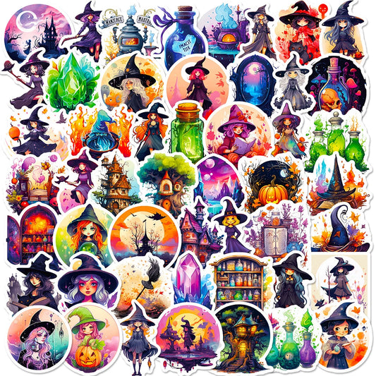Boho Witchy Cartoon Stickers 10/30/50pcs Waterproof Decals for Laptop, Car, Skateboard