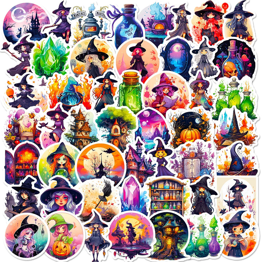 Boho Witchy Cartoon Stickers 10/30/50pcs Waterproof Decals for Laptop, Car, Skateboard