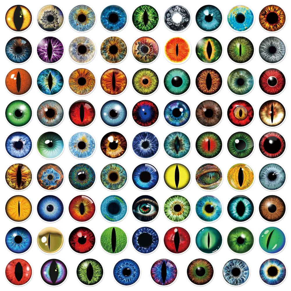 10/80Pcs Trendy Cartoon Horror Eyeball Sticker Graffiti Helmet Cup DIY Waterproof PVC GraffitiSticker Children Toys Wholesale