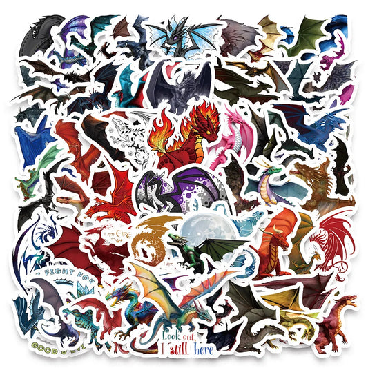 Dragon Cartoon Stickers: Laptop, Guitar, Bike, Waterproof