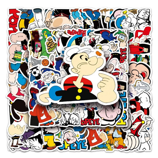 50pcs Popeye Stickers for Laptop, Phone, Car, Scooter, Suitcase, Water Bottle, Stationery, Refrigerator Decoration