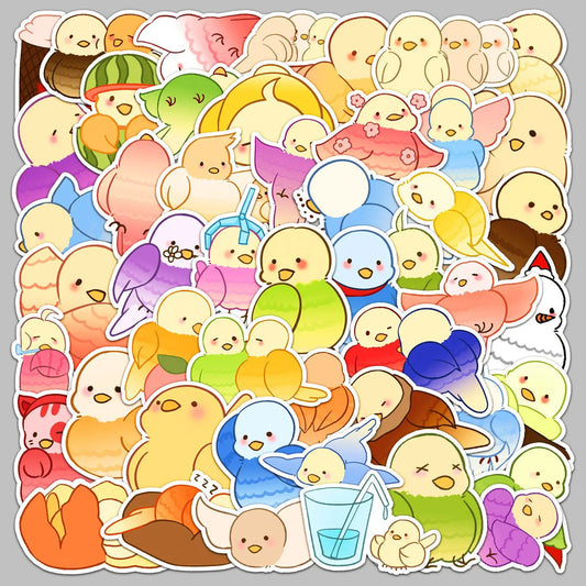 50pcs Cute Bird Graffiti Stickers for Helmet, Wall, DIY Decoration