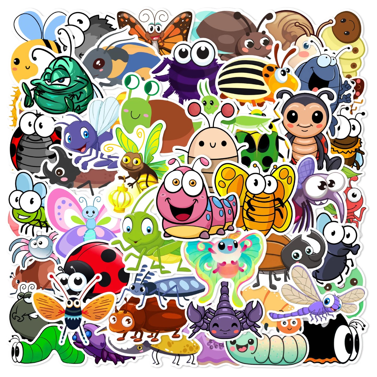 50pcs Cute Bug Stickers for Helmet, Wall, DIY Decoration Wholesale