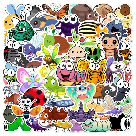 50pcs Cute Bug Stickers for Helmet, Wall, DIY Decoration Wholesale