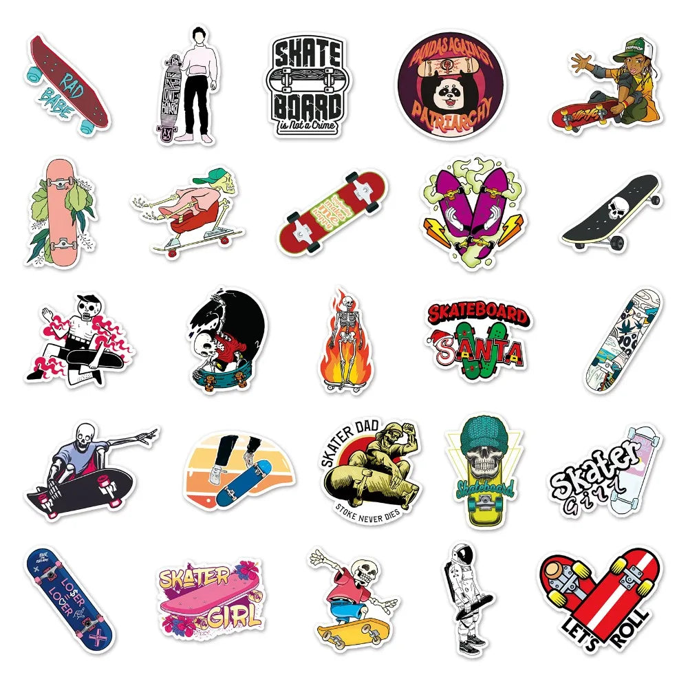 10/50PCS Sports Skateboard Stickers Laptop Bicycle Guitar Skateboard Sticker Kid DIY Graffiti Waterproof Personalized Stickers