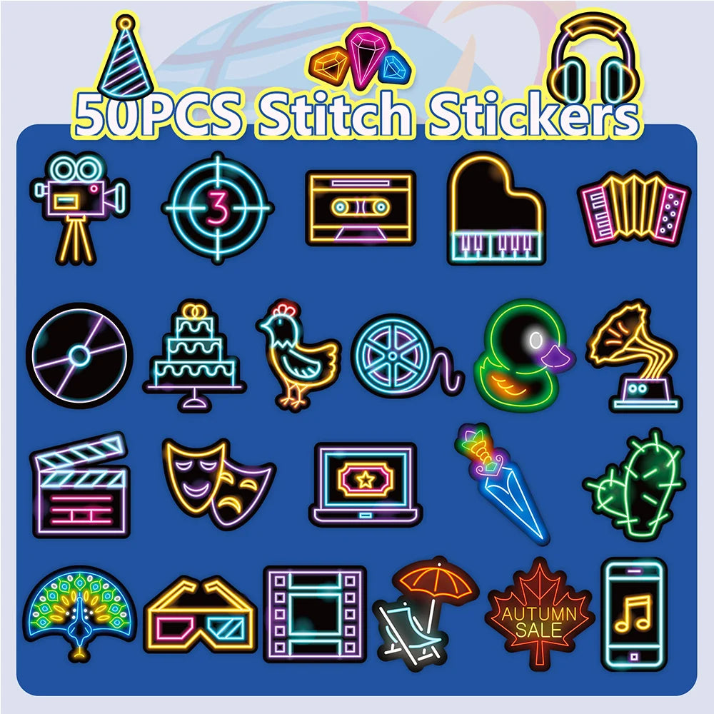 10/30/50/100pcs Funny Cool Neon Graffiti Stickers Aesthetic Cartoon Decals Motorcycle Laptop Suitcase Waterproof Sticker Kid Toy