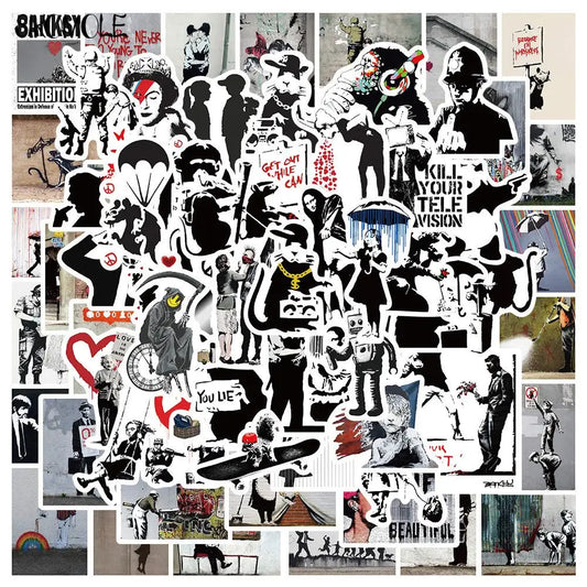 Banksy Stickers Set - Street Art Decals for Motorcycle, Luggage, Suitcase, DIY Graffiti