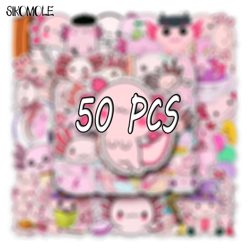 Axolotl Stickers Pack: Cute Animal Decals for Water Bottle, Laptop, Fridge, Scrapbook