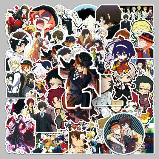 Bungo Stray Dogs Graffiti Stickers 50pcs for Helmets, Desktops, Walls, DIY Decoration Wholesale