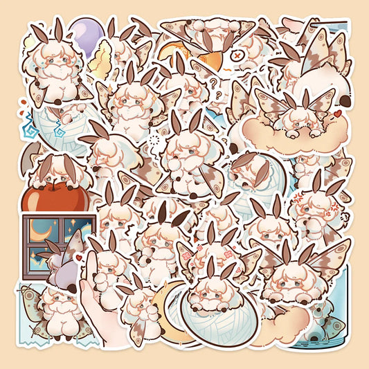 40pcs Cute Moth Graffiti Stickers for Helmet, Wall, DIY Decoration