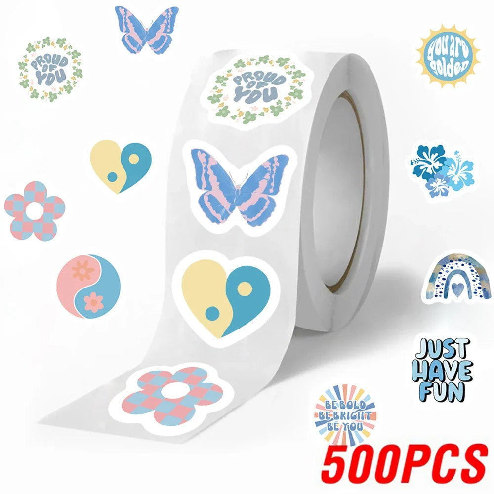 Cartoon Blue Thank You Stickers 100-500pcs