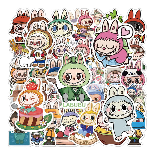 Cartoon Labubu Graffiti Stickers PVC Waterproof Skateboard Notebook Toy