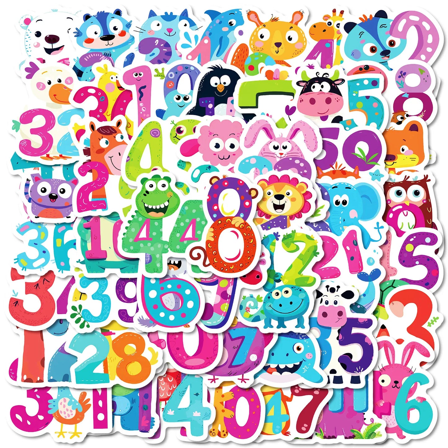 50Pcs Cartoon Animal Graffiti Stickers for Helmet, Wall, DIY Decoration