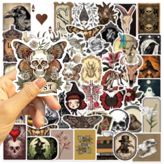 10/50pcs Cool Gothic Horror Skull Witch Girls Stickers Retro Graffiti Decals Toy Laptop Motorcycle Skateboard Waterproof Sticker