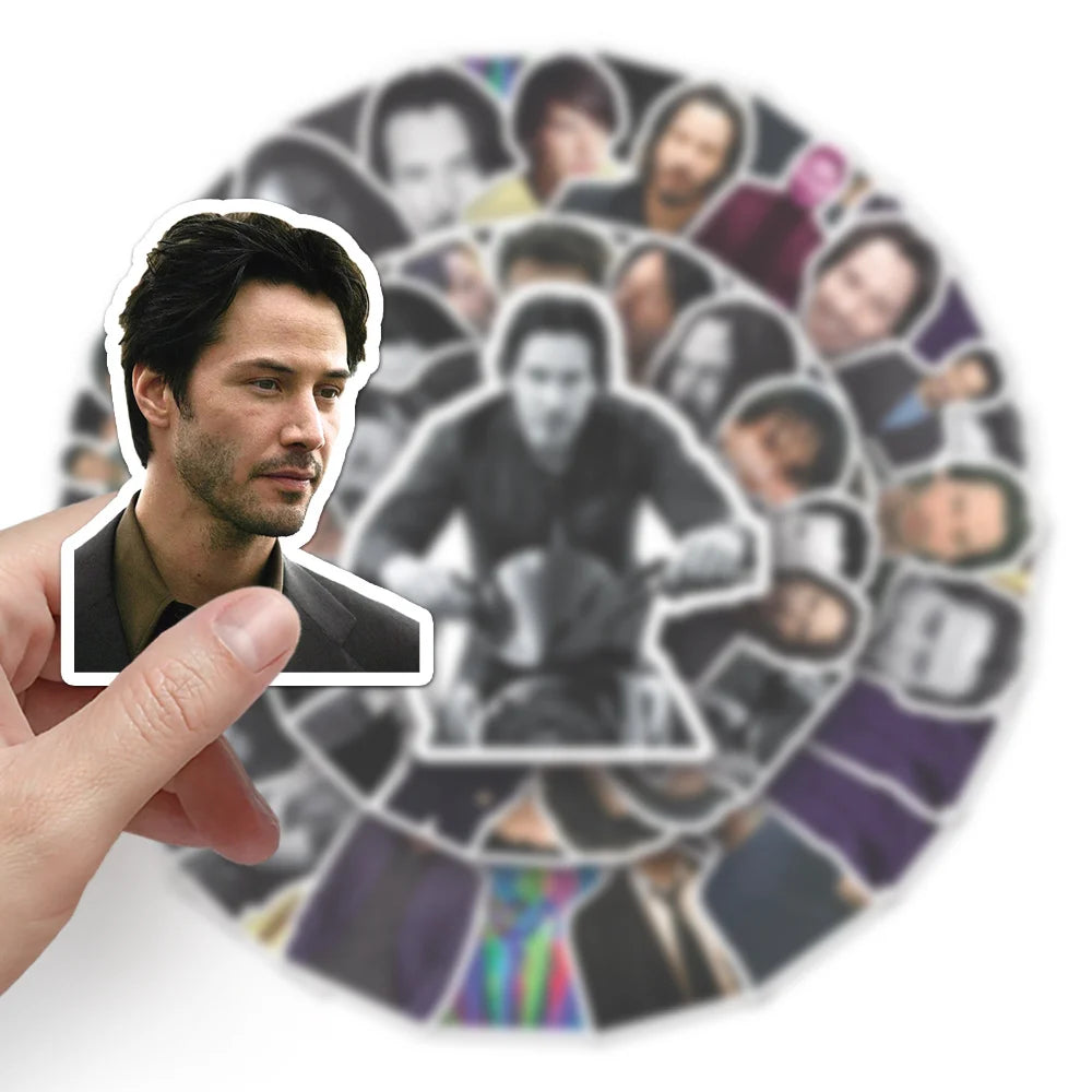 10/50PCS Keanu Reeves Through the Years Sticker Packs