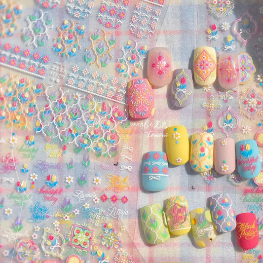 Lavender Tulip Bow Nail Art Stickers Decals