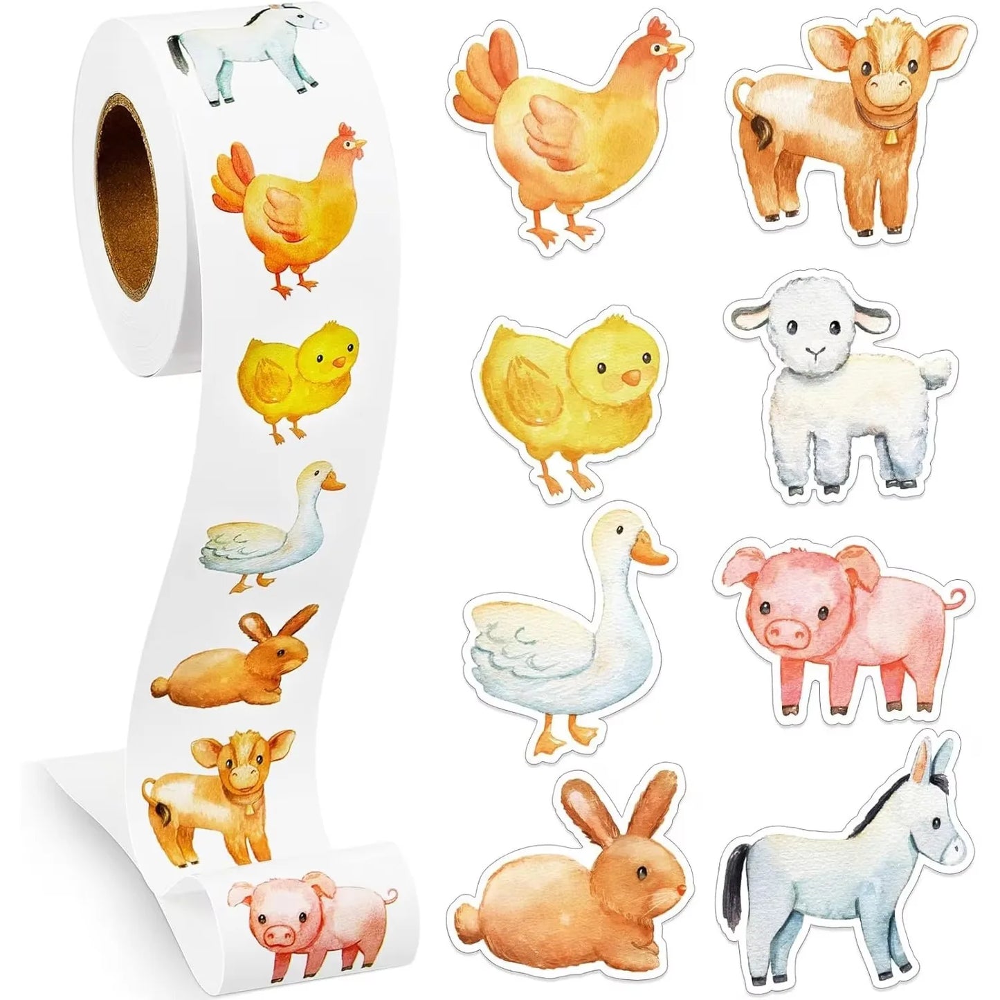 50-500pcs Cartoon Cute Farm Zoo Animals Sticker Children Decoration Reward Sticker Party Gift Packaging Sealing Decor Lable Kids