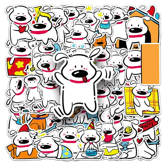 50pcs Maltese Cartoon Stickers for Suitcase, Stationery, Water Cup, Phone, Car, Scooter, Laptop, Refrigerator
