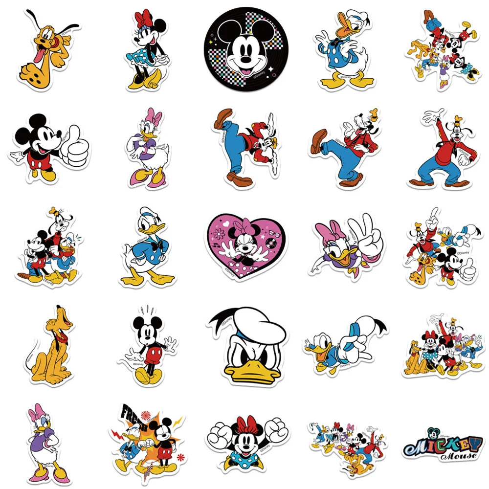 10/30/50/100pcs Disney Cute Mickey Mouse Stickers Cartoon Decal Scrapbook Luggage Laptop Guitar Phone Graffiti Sticker Kid Toy