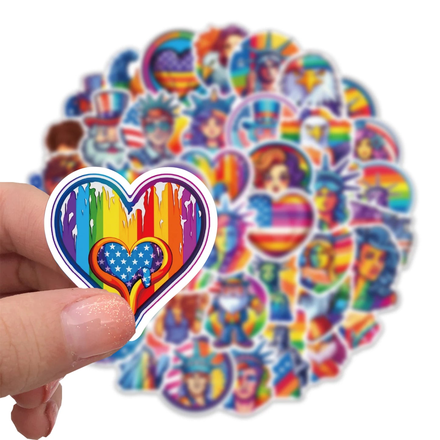 10/25/50PCS Cartoon Colorful Independence Day Colorful Graffiti Sticker Waterproof DIY Luggage Laptop Helmet Bottle Skateboard