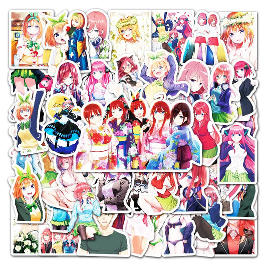 50pcs Quintessential Quintuplets Anime Stickers - Yotsuba, Miku, Nino - Wall Room Decoration Pack