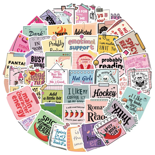 Bookish Graffiti Stickers 10/30/50Pcs for Suitcase, Skateboard, Laptop, Luggage, Phone, DIY Decal