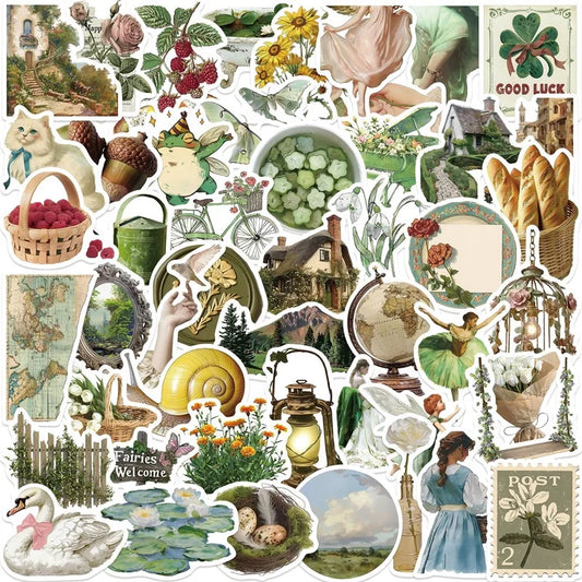 Vintage Rural Life Stickers - 10/30/50PCS Scrapbooking Set