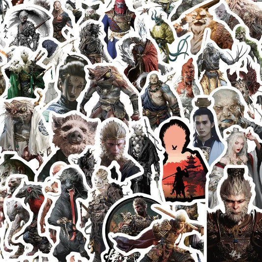 55pcs Black Myth: Wukong Stickers for Luggage, Water Cup, Phone, Laptop, Scooter, Refrigerator