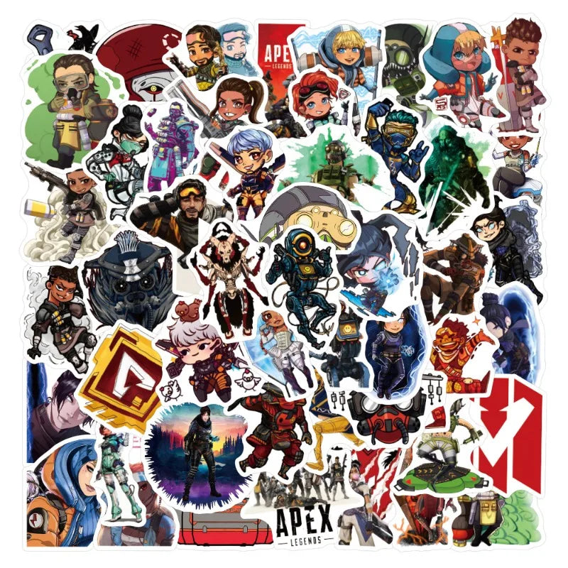 50pcs APEX Game Cartoon Stickers for Laptop, Phone, Car, Scooter, Water Bottle, Suitcase, Refrigerator