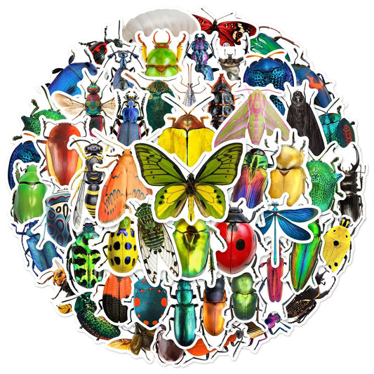 Mixed Insect Stickers 10/25/50pcs for Kids DIY Stationery, Water Bottle, Phone, Laptop, Skateboard, Scrapbooking