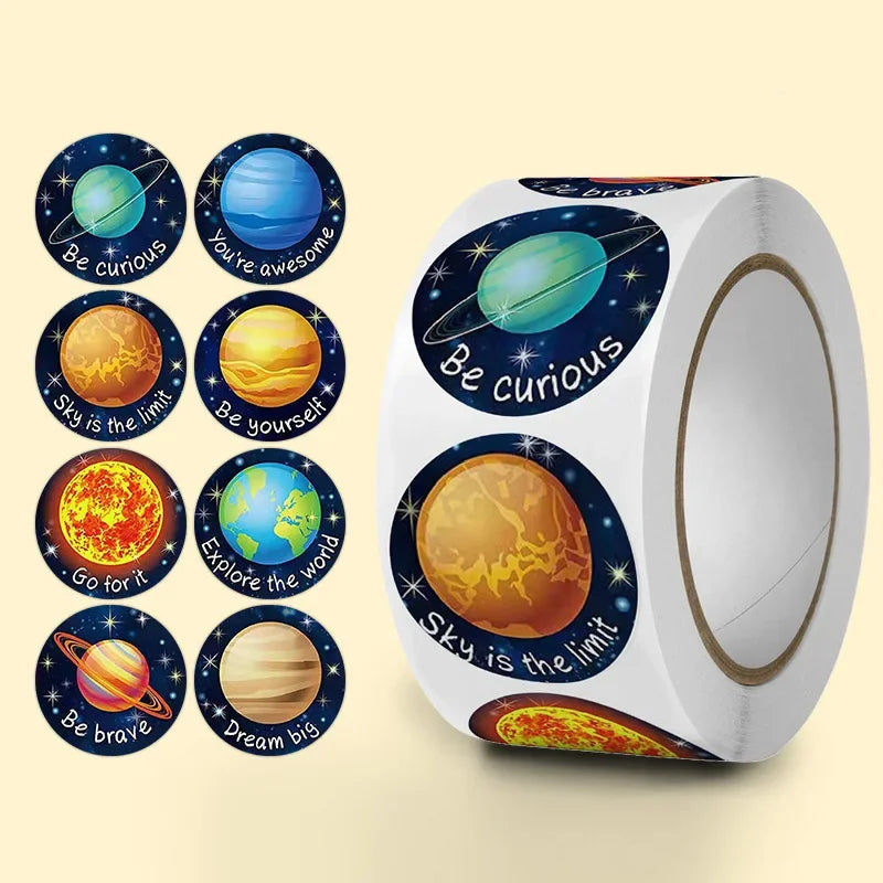 100-500 Pcs Universe Outer Space Stickers Solar System Earth Mars Jupiter Planet DIY Sealing Children's Decals Stationery Toy