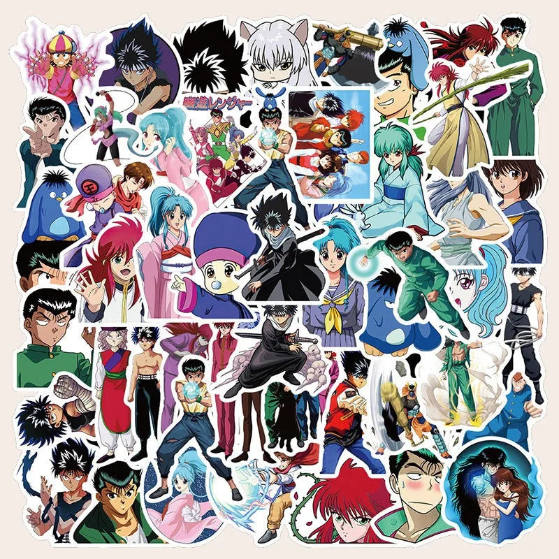 50pcs Yu Yu Hakusho Anime Stickers for Luggage, Water Bottles, Phones, Laptops, Scooters, Refrigerators