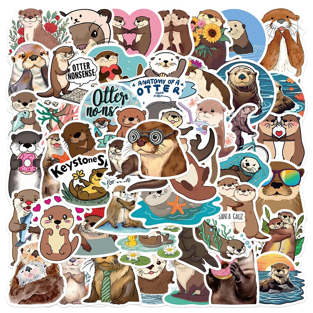 10/30/50PCS Kawaii Animal Stickers Cute Otter Decoration DIY Decals Scrapbook Luggage Laptop Guitar Car Bike Sticker Kids Toys