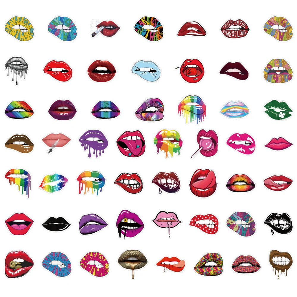 10/30/50pcs Cool Fashion Anime Sexy Lips Stickers Decal Laptop Skateboard Car Motorcycle Phone Bike Luggage Graffiti Sticker