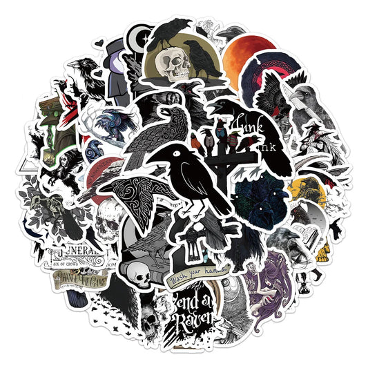 Dark Crow Cartoon Animal Stickers for Phone Laptop Luggage Skateboard - 10/30/50PCS Fun Gift for Kids